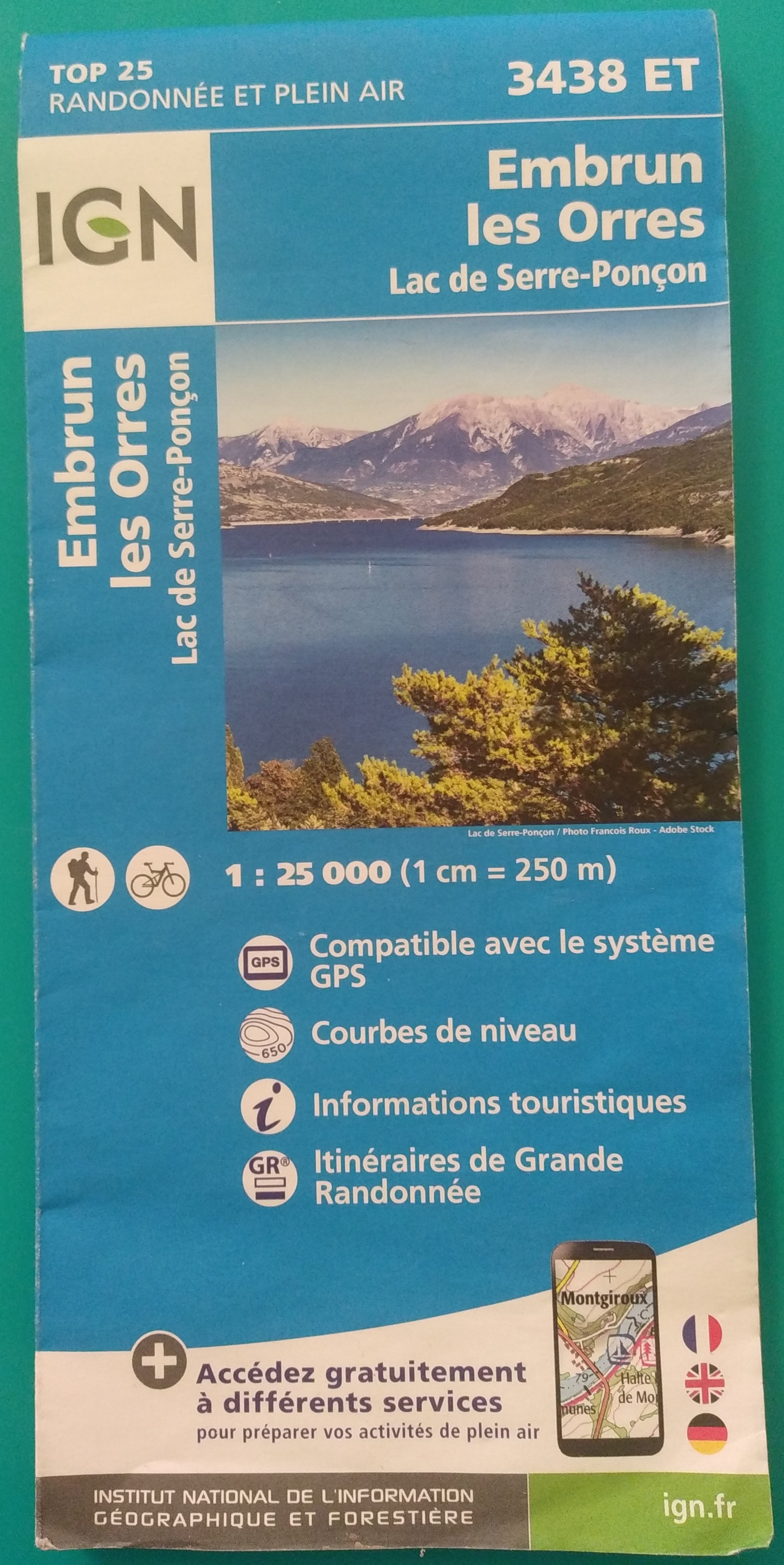 carte IGN 3438 ET - Embrun les Orres - 25000