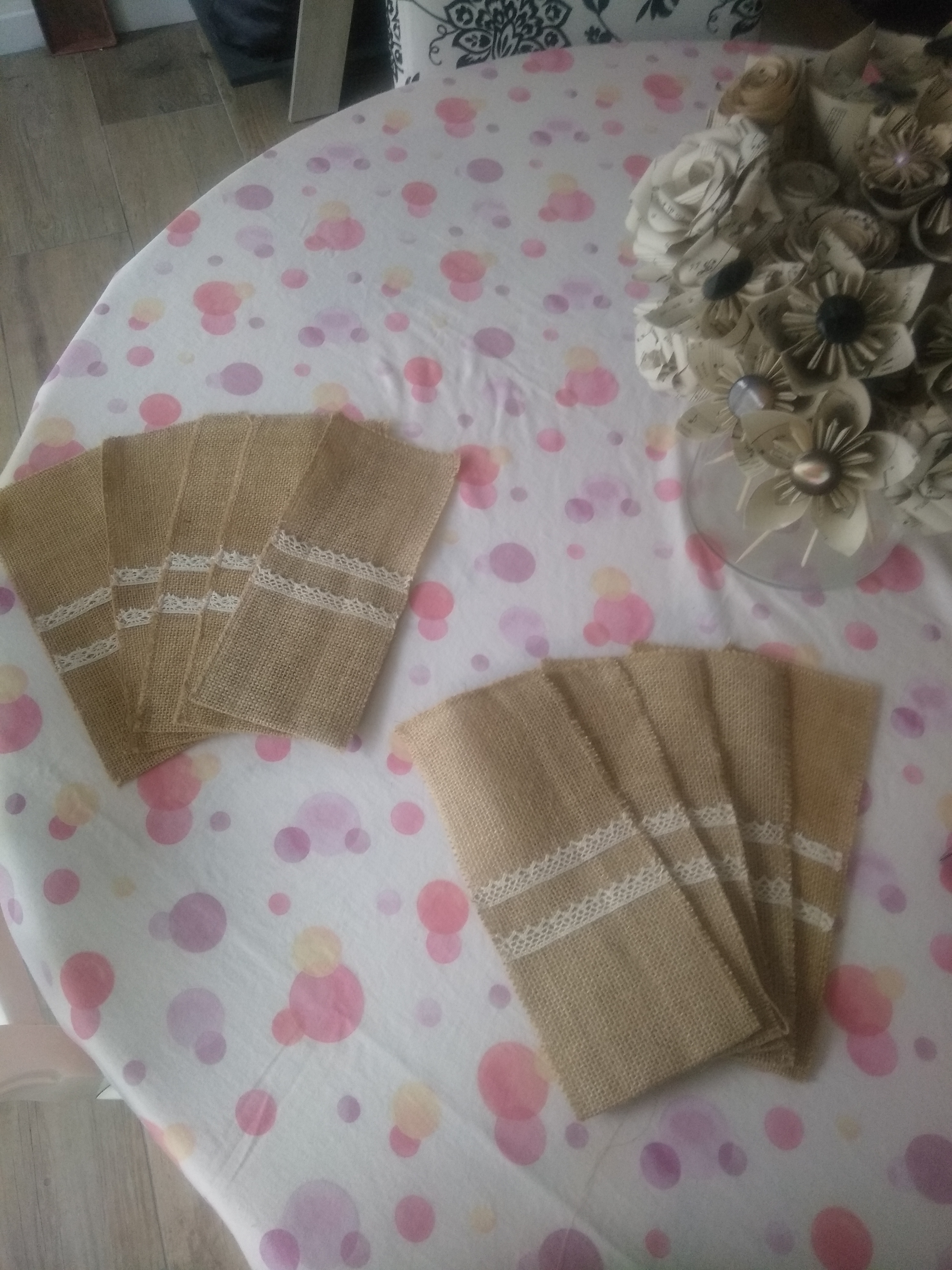 porte couverts en toile de jute/dentelle